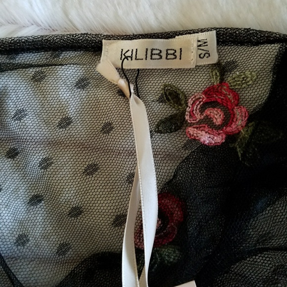 PARIS PURCHASE-Black lace dress with roses-NWT - Picture 6 of 8